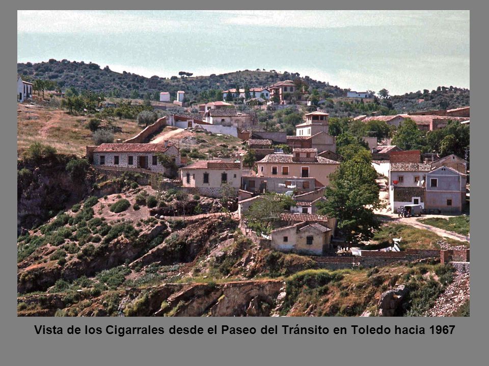 Vista de los Cigarrales desde el Paseo del Tránsito en Toledo hacia 1967