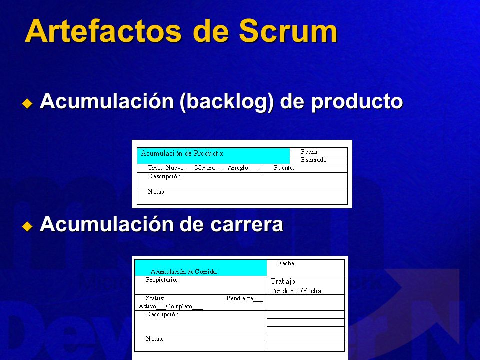 Artefactos de Scrum Acumulación (backlog) de producto