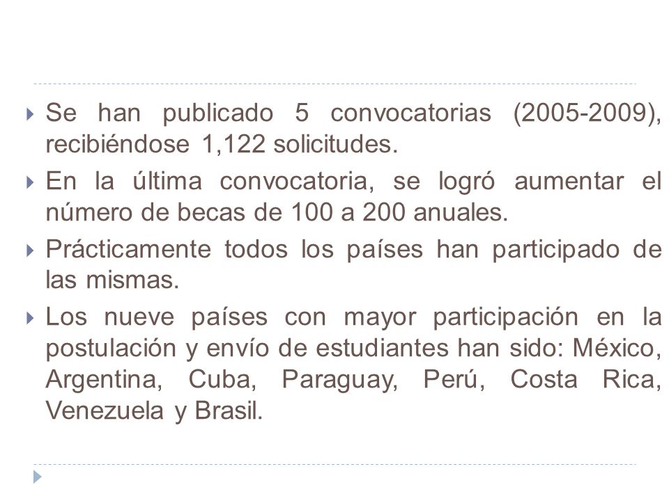 Se han publicado 5 convocatorias ( ), recibiéndose 1,122 solicitudes.