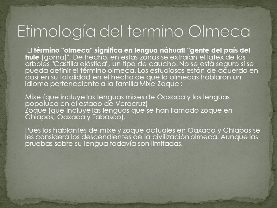 Etimología del termino Olmeca