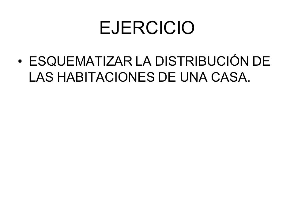 EJERCICIO ESQUEMATIZAR LA DISTRIBUCIÓN DE LAS HABITACIONES DE UNA CASA.