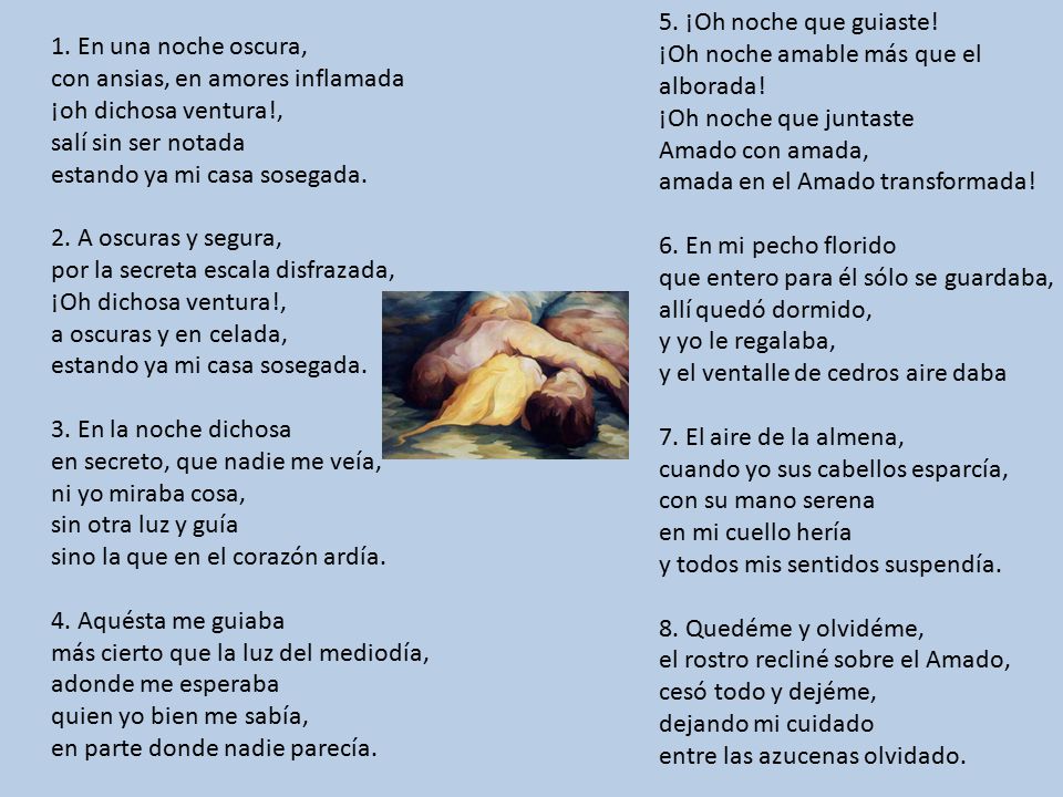 5. ¡Oh noche que guiaste. ¡Oh noche amable más que el alborada