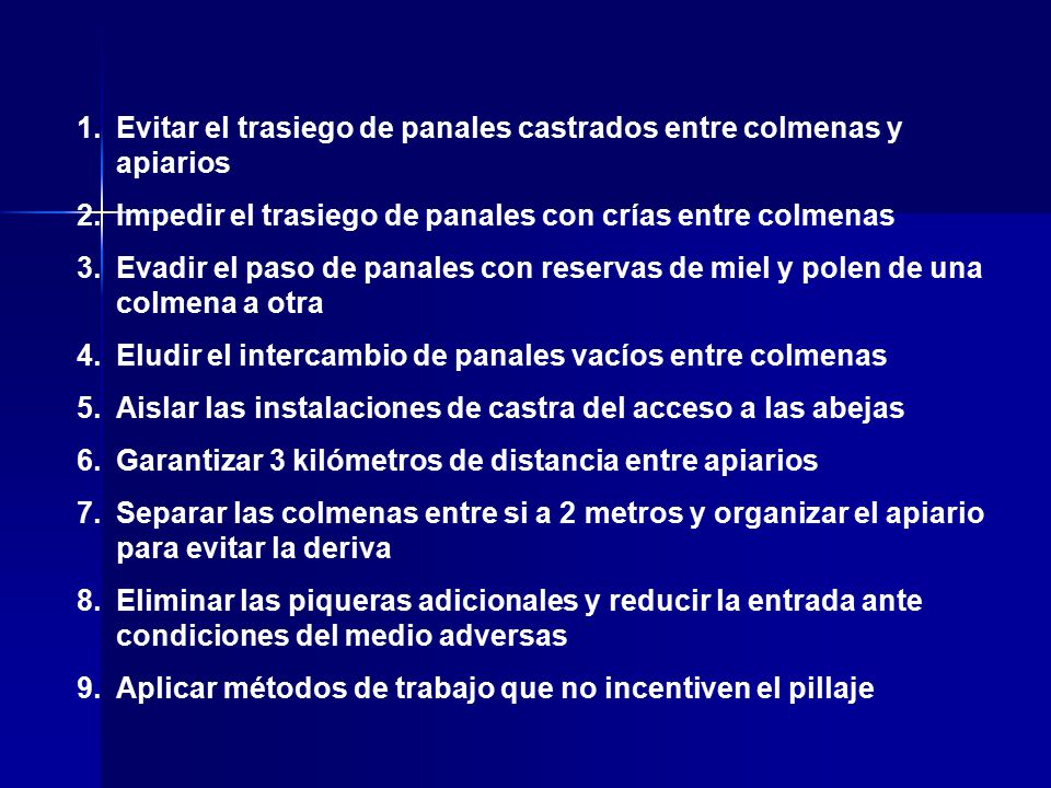 Evitar el trasiego de panales castrados entre colmenas y apiarios