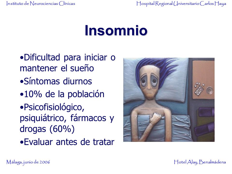 Insomnio Dificultad para iniciar o mantener el sueño Síntomas diurnos