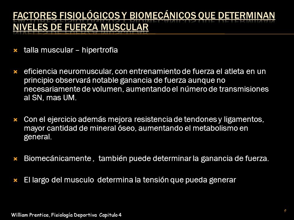 Factores fisiológicos y biomecánicos que determinan niveles de fuerza muscular