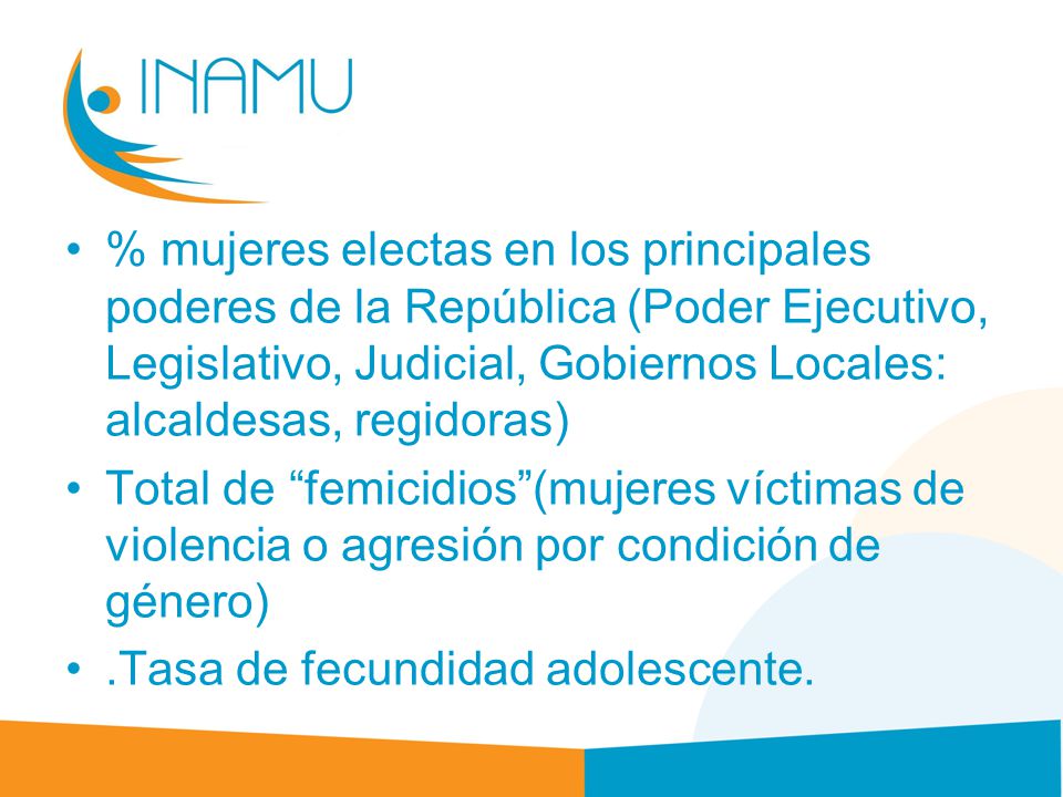 % mujeres electas en los principales poderes de la República (Poder Ejecutivo, Legislativo, Judicial, Gobiernos Locales: alcaldesas, regidoras)