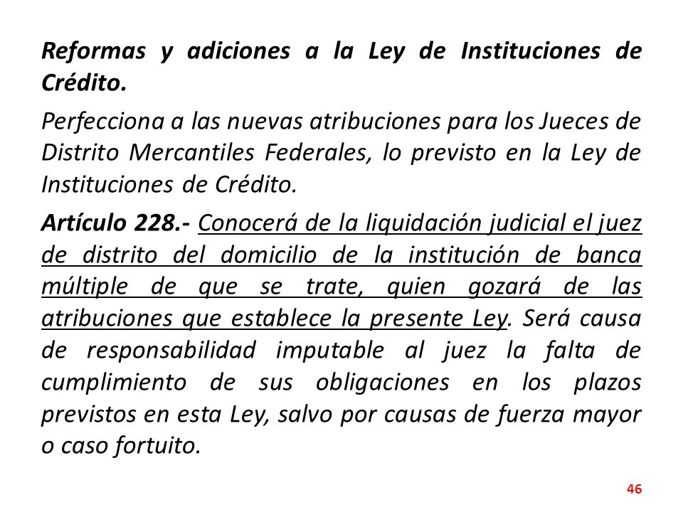 Reformas y adiciones a la Ley de Instituciones de Crédito