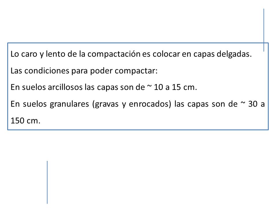 Lo caro y lento de la compactación es colocar en capas delgadas.