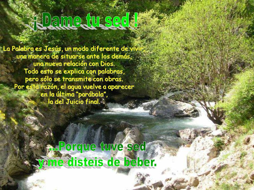 ¡ Dame tu sed ! ...Porque tuve sed y me disteis de beber.