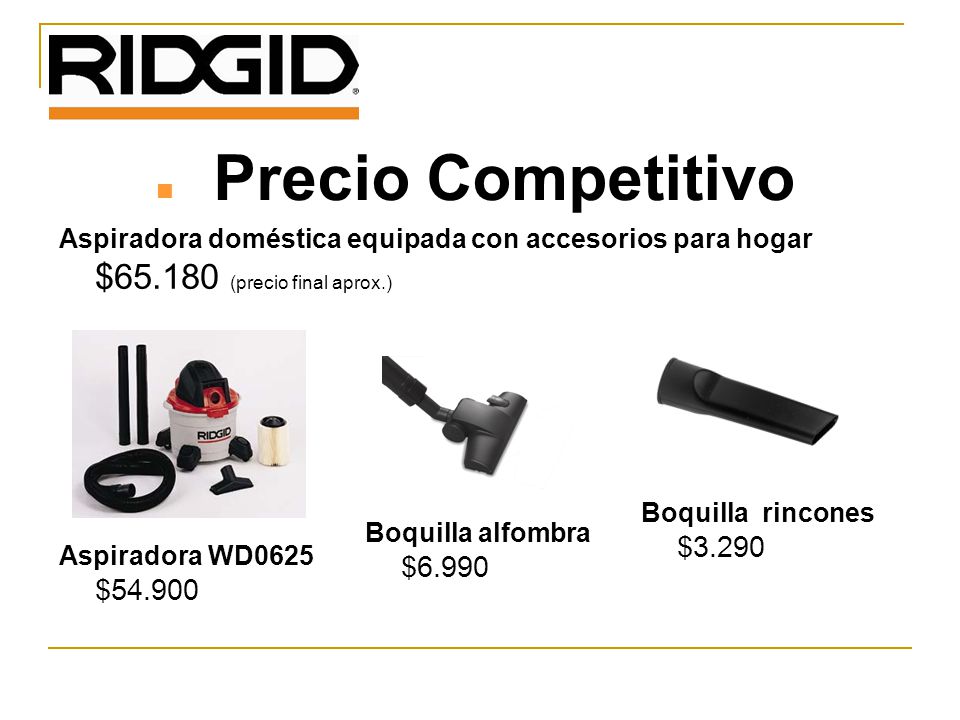 Precio Competitivo Aspiradora doméstica equipada con accesorios para hogar $ (precio final aprox.)