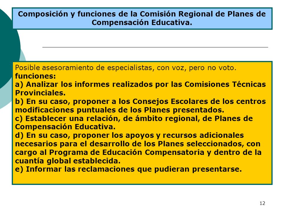 Composición y funciones de la Comisión Regional de Planes de