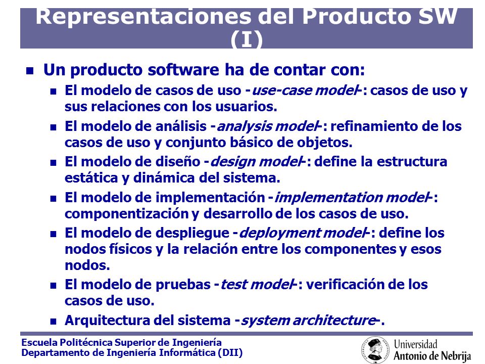 Representaciones del Producto SW (I)