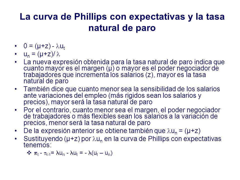 La curva de Phillips con expectativas y la tasa natural de paro