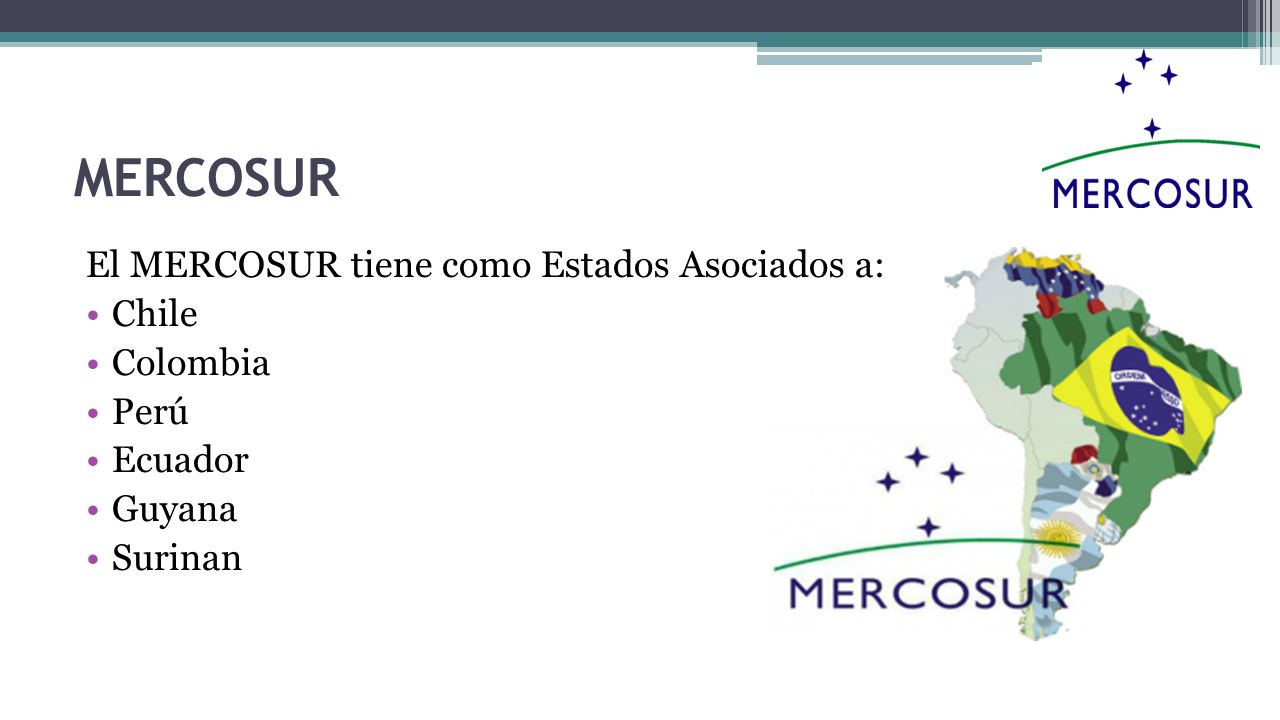 MERCOSUR El MERCOSUR tiene como Estados Asociados a: Chile Colombia