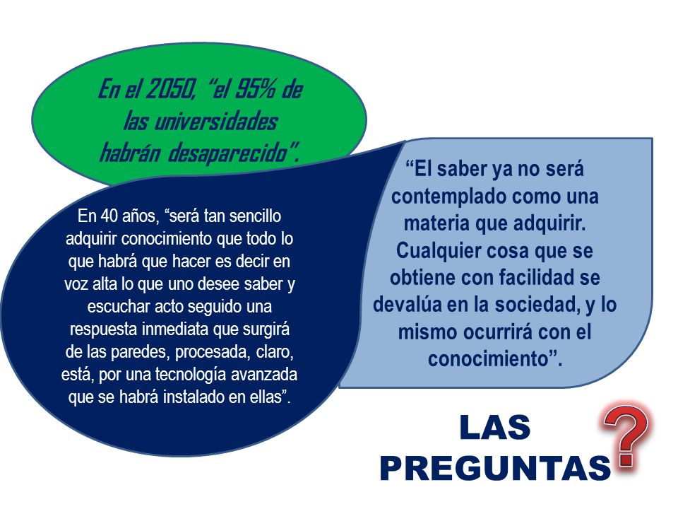 En el 2050, el 95% de las universidades habrán desaparecido .