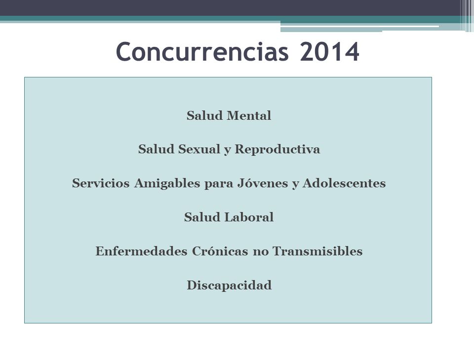 Concurrencias 2014 Salud Mental Salud Sexual y Reproductiva
