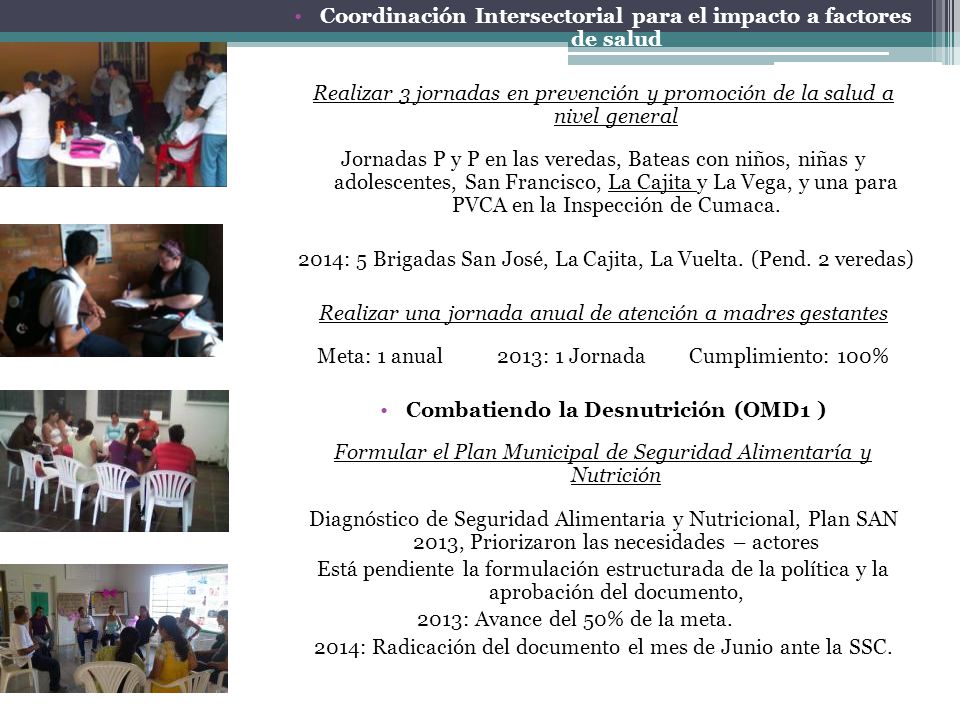 Coordinación Intersectorial para el impacto a factores de salud