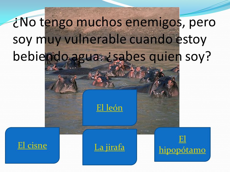 ¿No tengo muchos enemigos, pero soy muy vulnerable cuando estoy bebiendo agua. ¿sabes quien soy