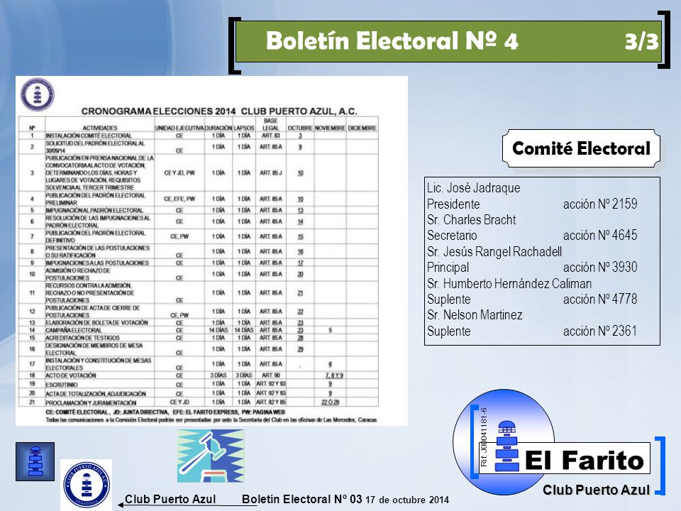 Comité Electoral Lic. José Jadraque Presidente acción Nº 2159