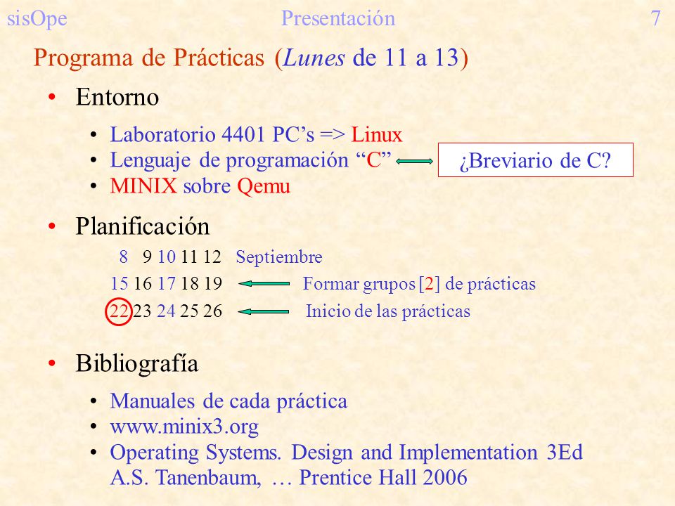 Programa de Prácticas (Lunes de 11 a 13) Entorno