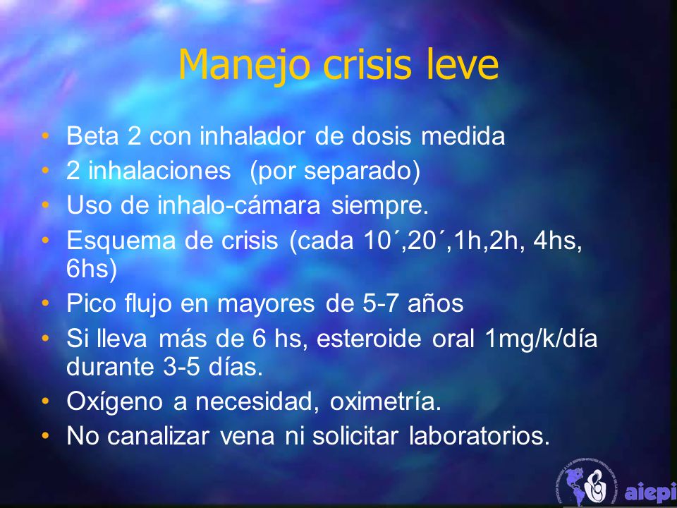 Manejo crisis leve Beta 2 con inhalador de dosis medida
