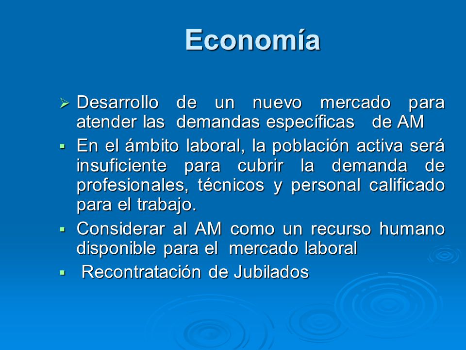 Economía Desarrollo de un nuevo mercado para atender las demandas específicas de AM.