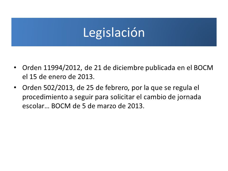 Legislación Orden 11994/2012, de 21 de diciembre publicada en el BOCM el 15 de enero de