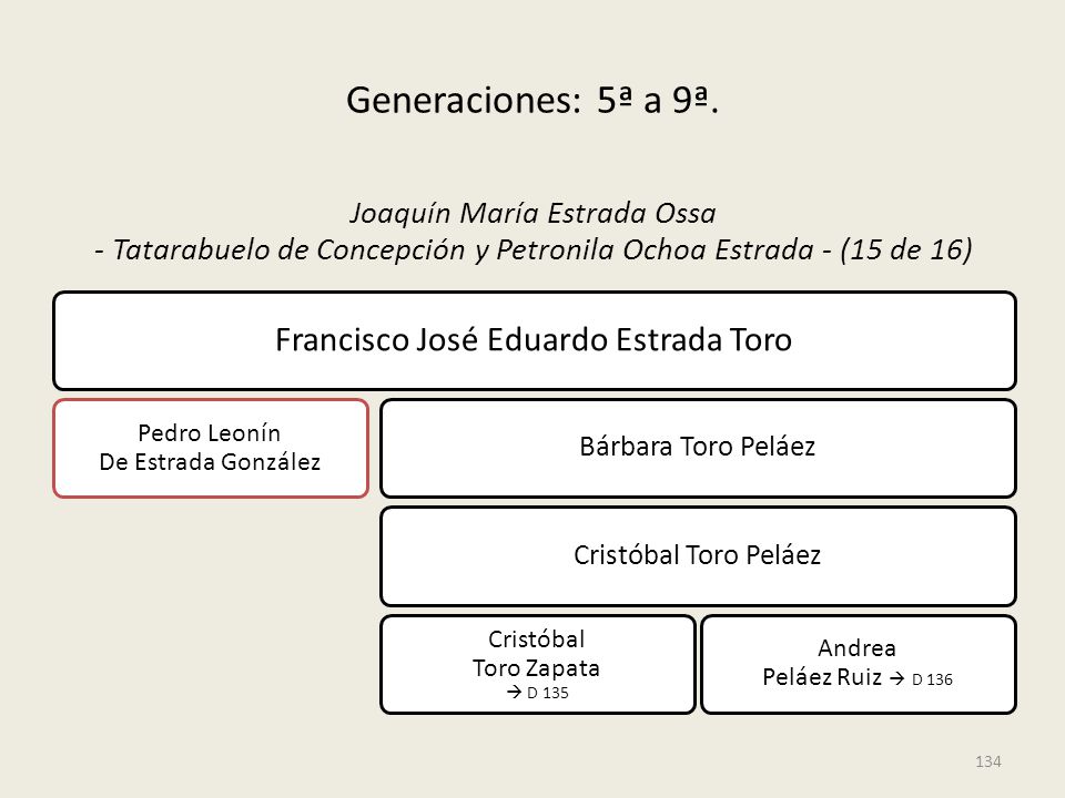 Generaciones: 5ª a 9ª. Francisco José Eduardo Estrada Toro