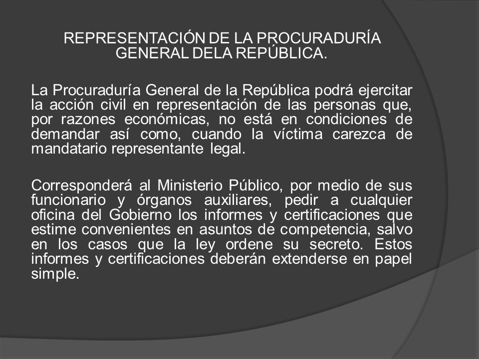 REPRESENTACIÓN DE LA PROCURADURÍA GENERAL DELA REPÚBLICA.