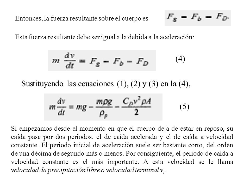 Sustituyendo las ecuaciones (1), (2) y (3) en la (4),