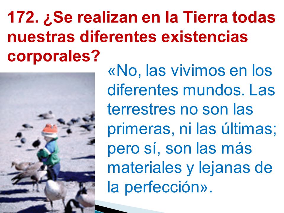 172. ¿Se realizan en la Tierra todas nuestras diferentes existencias corporales