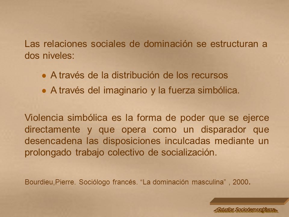 Las relaciones sociales de dominación se estructuran a dos niveles: