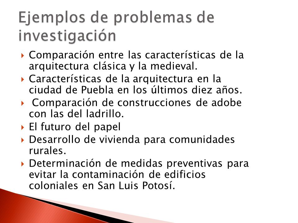 Ejemplos de problemas de investigación
