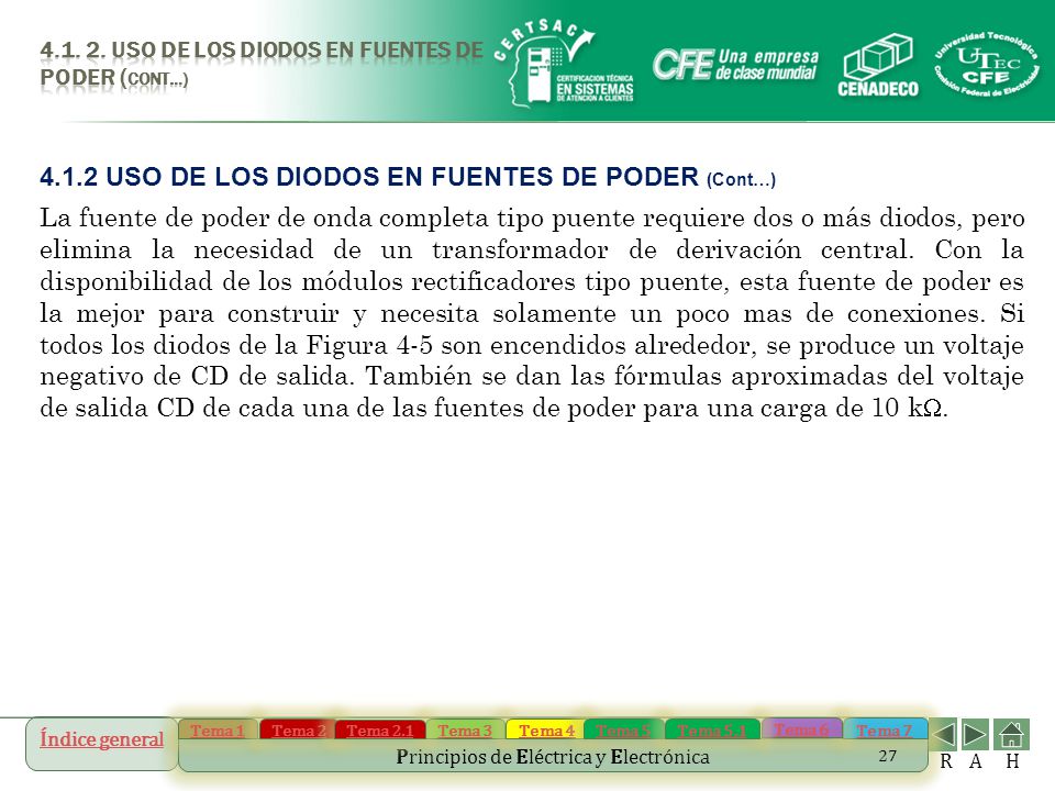 4.1.2 USO DE LOS DIODOS EN FUENTES DE PODER (Cont…)