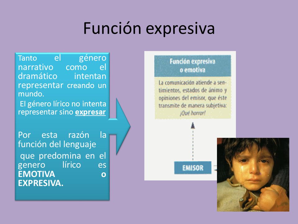 Función expresiva Por esta razón la función del lenguaje