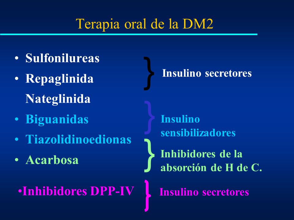 } Terapia oral de la DM2 Sulfonilureas Repaglinida Nateglinida