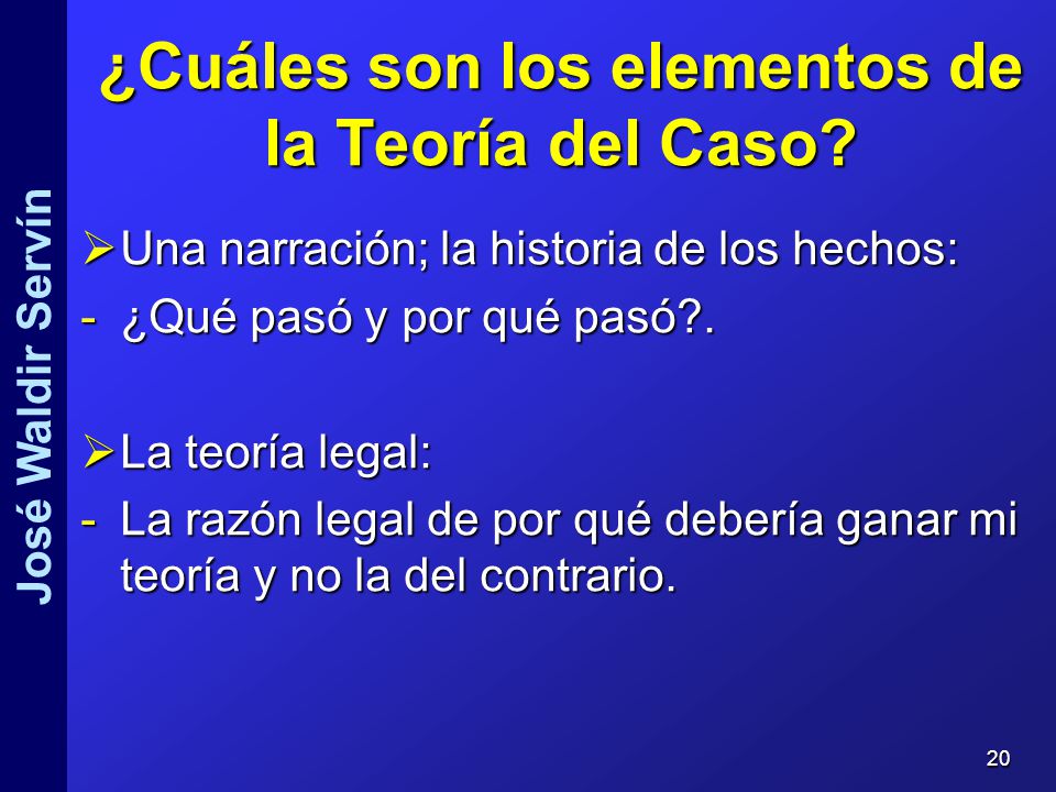 ¿Cuáles son los elementos de la Teoría del Caso