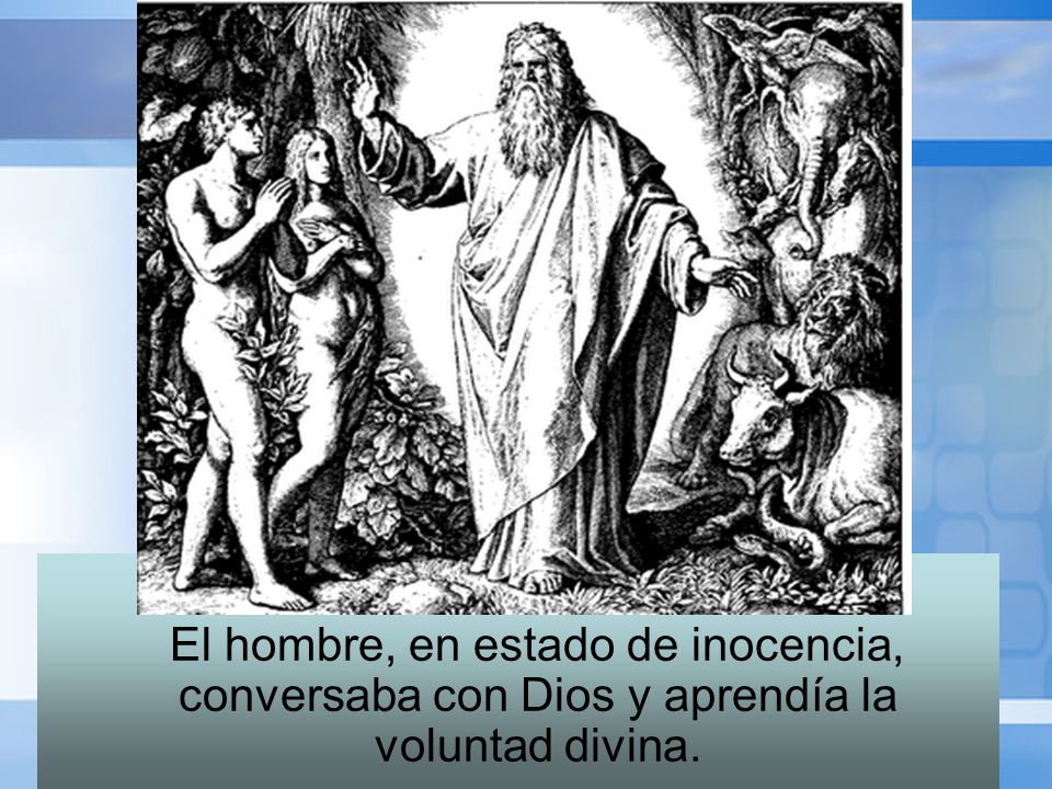El hombre, en estado de inocencia, conversaba con Dios y aprendía la voluntad divina.