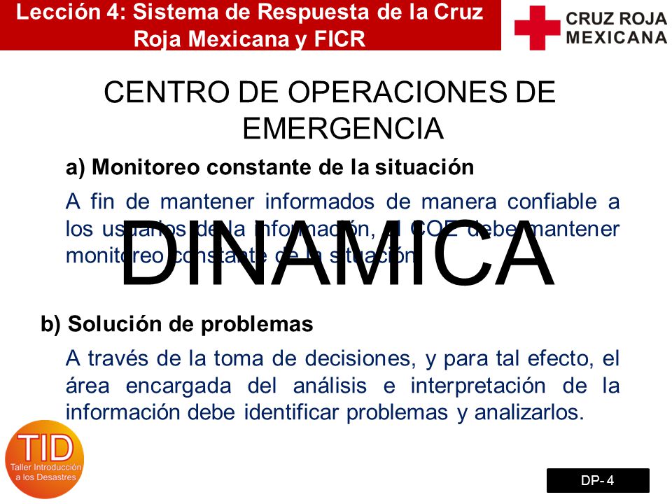 Lección 4: Sistema de Respuesta de la Cruz Roja Mexicana y FICR