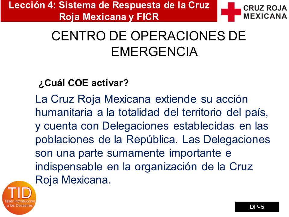 Lección 4: Sistema de Respuesta de la Cruz Roja Mexicana y FICR