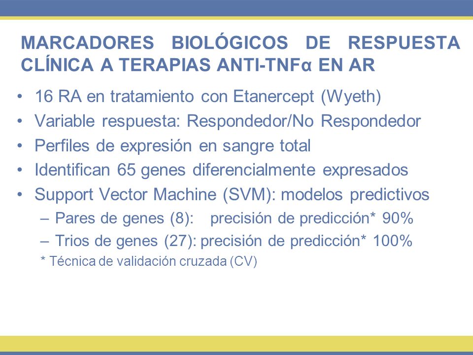 MARCADORES BIOLÓGICOS DE RESPUESTA CLÍNICA A TERAPIAS ANTI-TNFα EN AR