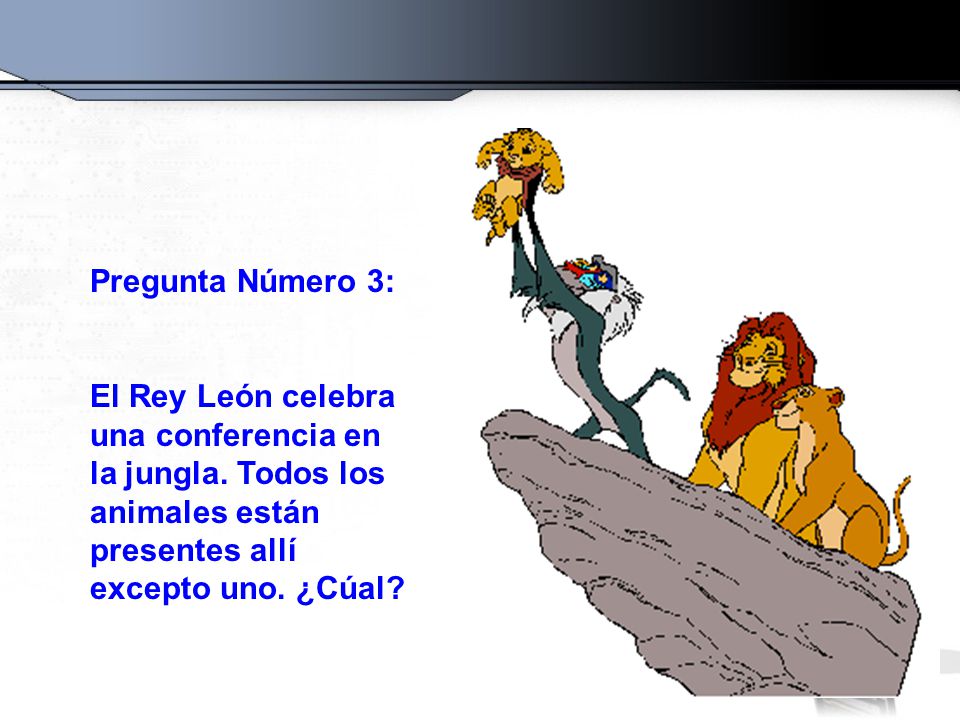Pregunta Número 3: El Rey León celebra una conferencia en la jungla.