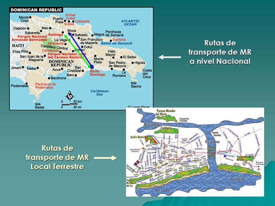 Rutas de transporte de MR a nivel Nacional