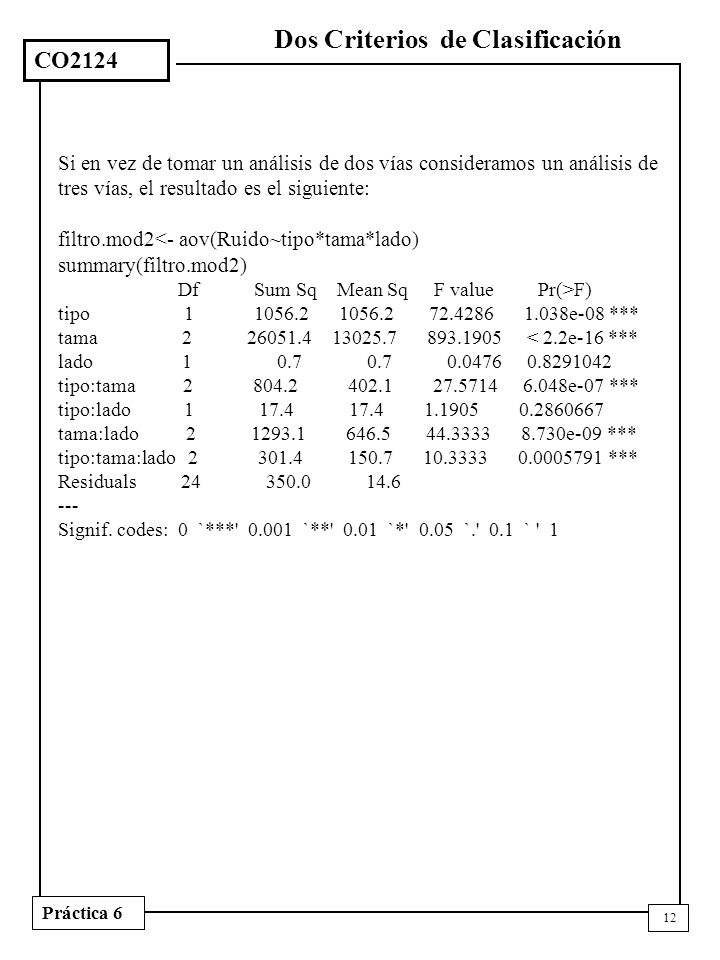 Dos Criterios de Clasificación