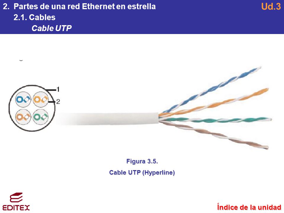 Ud.3 Partes de una red Ethernet en estrella 2.1. Cables Cable UTP