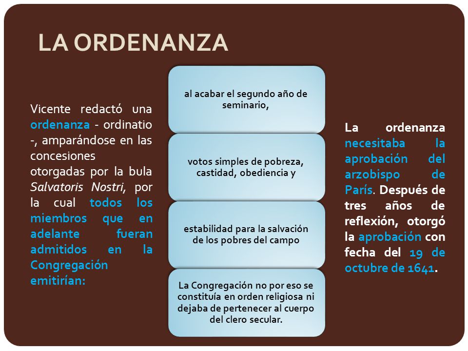 LA ORDENANZA al acabar el segundo año de seminario, votos simples de pobreza, castidad, obediencia y.