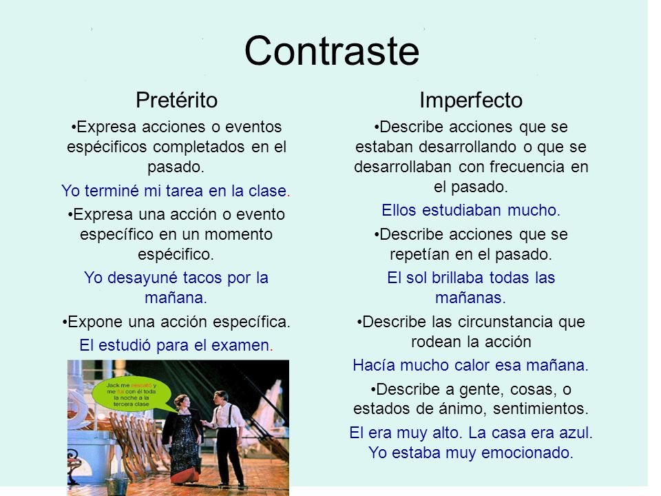 Contraste Pretérito Imperfecto