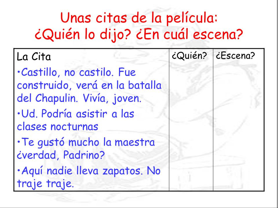 Unas citas de la película: ¿Quién lo dijo ¿En cuál escena
