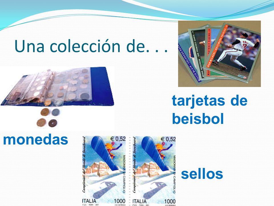 Una colección de. . . tarjetas de beisbol monedas sellos