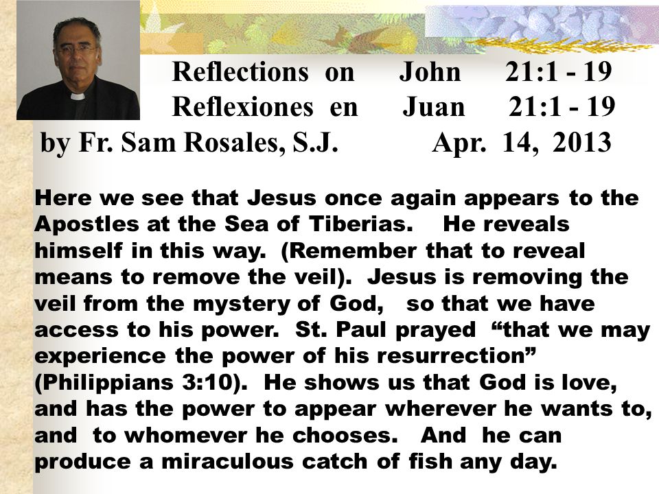 Reflections on John 21: Reflexiones en Juan 21:1 - 19